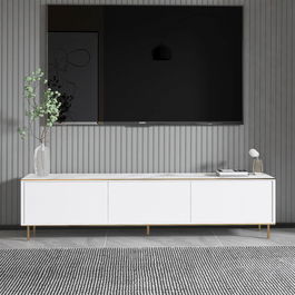 Comoda TV, Inarch, Imaj, 180x45.2x35 cm, PAL, Marmură albă/aur