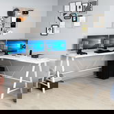 Birou, Minerva, Team L, 180x76x60 cm, PAL, Alb