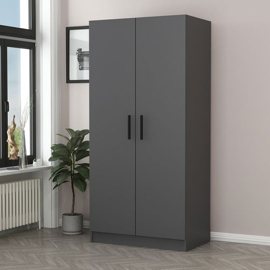 Dulap pentru haine, Minerva, Kale Anthracite, 90x210x52 cm, PAL, Antracit