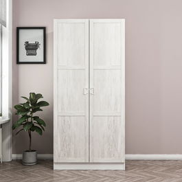 Dulap pentru haine, Minerva, Kale Chain Antique White, 90x190x52 cm, PAL, Alb
