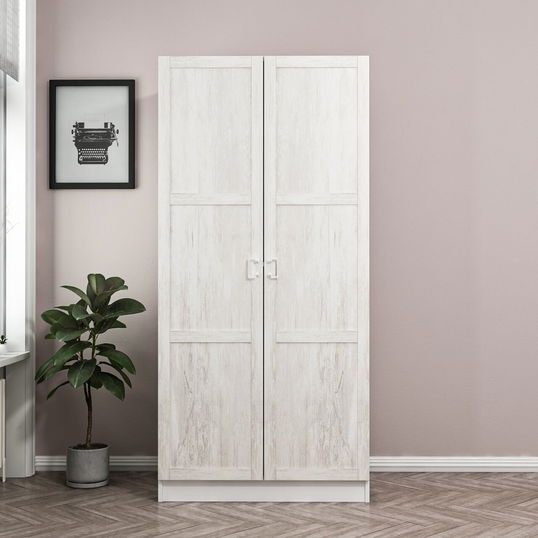 Dulap pentru haine, Minerva, Kale Chain Antique White, 90x190x52 cm, PAL, Alb