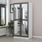 Dulap pentru haine, Minerva, Kale Mirror Anthracite White, 90x210x52 cm, PAL, Antracit/Alb