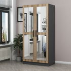 Dulap pentru haine, Minerva, Kale Mirror Anthracite Oak, 90x210x52 cm, PAL, Antracit / Stejar