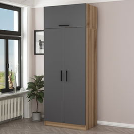 Dulap pentru haine, Minerva, Kale Anthracite, 90x235x52 cm, PAL, Antracit