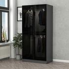 Dulap pentru haine, Minerva, Kale Glass Anthracite, 90x210x52 cm, PAL, Negru / Antracit