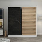 Dulap pentru haine, Minerva, Kale, 220x210x52 cm, PAL, Alb/Negru