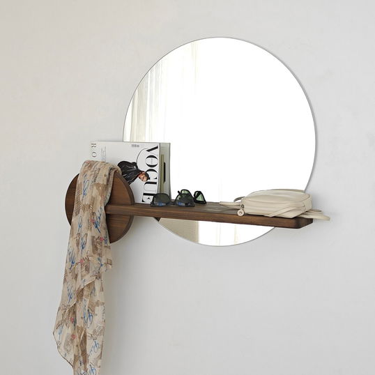 Oglinda decorativa, Neostill, Points, 83x70 cm, Lemn masiv, Maro