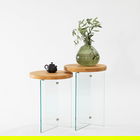 Set masuta de cafea, Neostill, Serenity 2, Sticla temperata, Stejar / Transparent