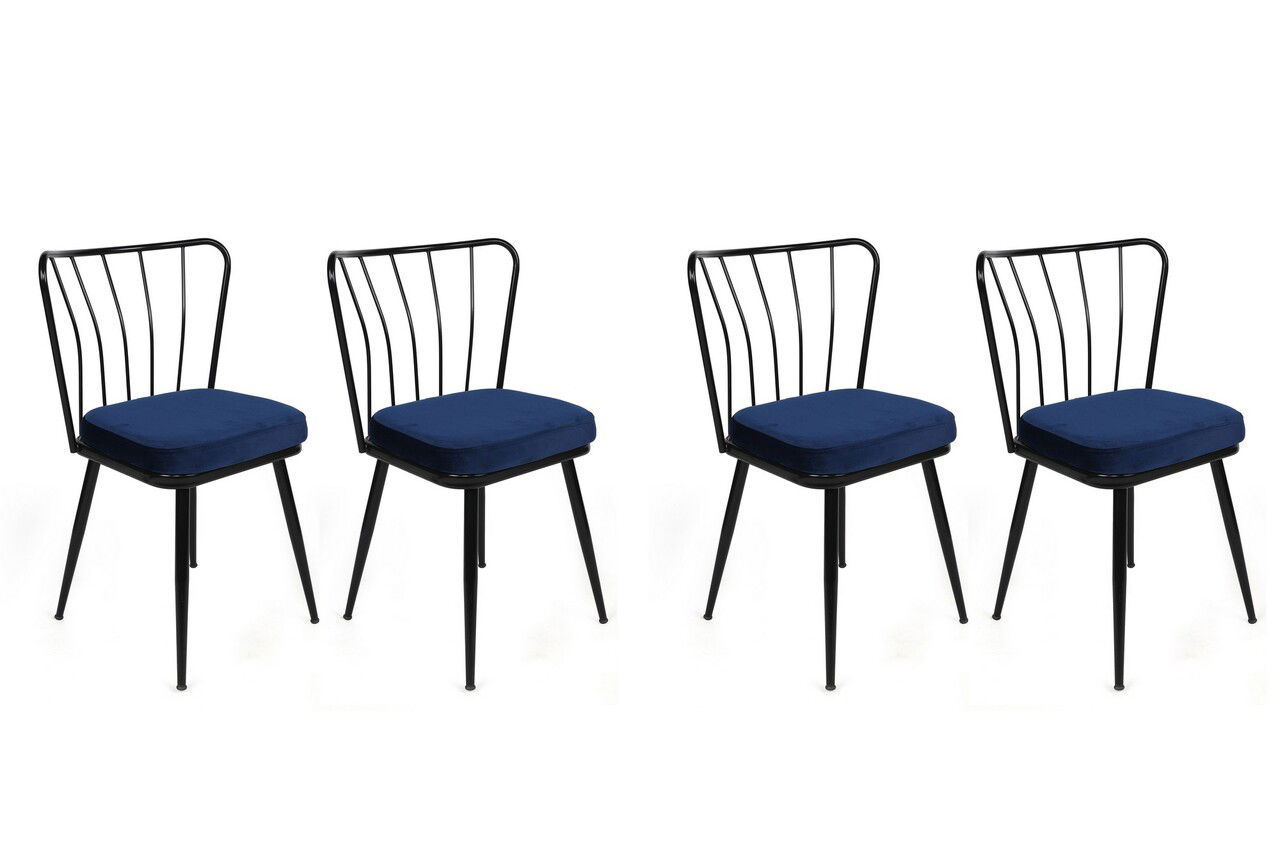 Set de scaune, Nmobb, Yıldız-944 V4, Metal, Albastru închis / Negru /