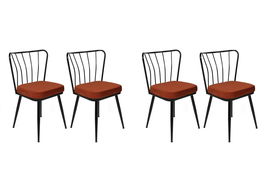 Set de scaune, Nmobb, Yıldız-945 V4, Metal, Tigla Roșu/Negru