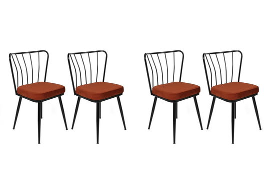 Set de scaune, Nmobb, Yıldız-945 V4, Metal, Tigla Roșu/Negru