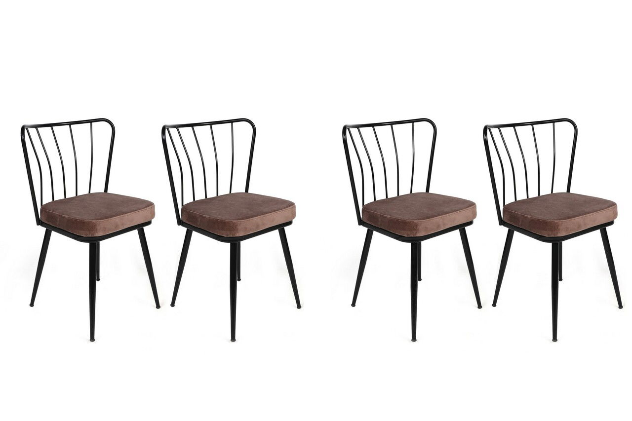 Set de scaune, Nmobb, Yıldız-947 V4, Metal, Maro deschis / Negru