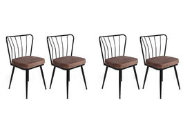 Set de scaune, Nmobb, Yıldız-947 V4, Metal, Maro deschis / Negru