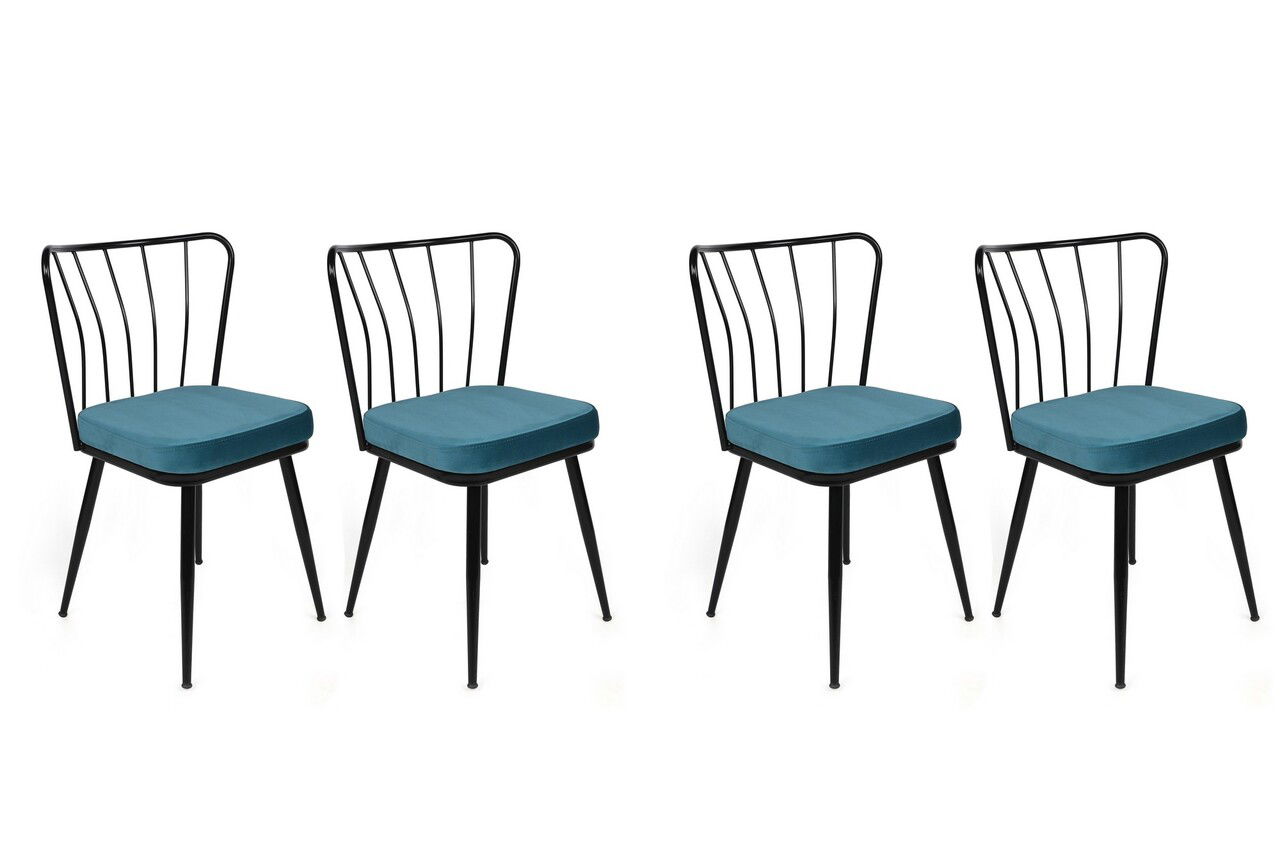 Set de scaune, Nmobb, Yıldız-952 V4, Metal, Albastru/Negru