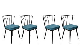 Set de scaune, Nmobb, Yıldız-952 V4, Metal, Albastru/Negru