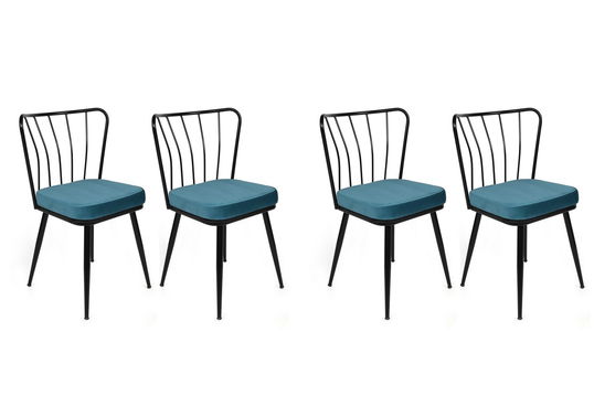 Set de scaune, Nmobb, Yıldız-952 V4, Metal, Albastru/Negru