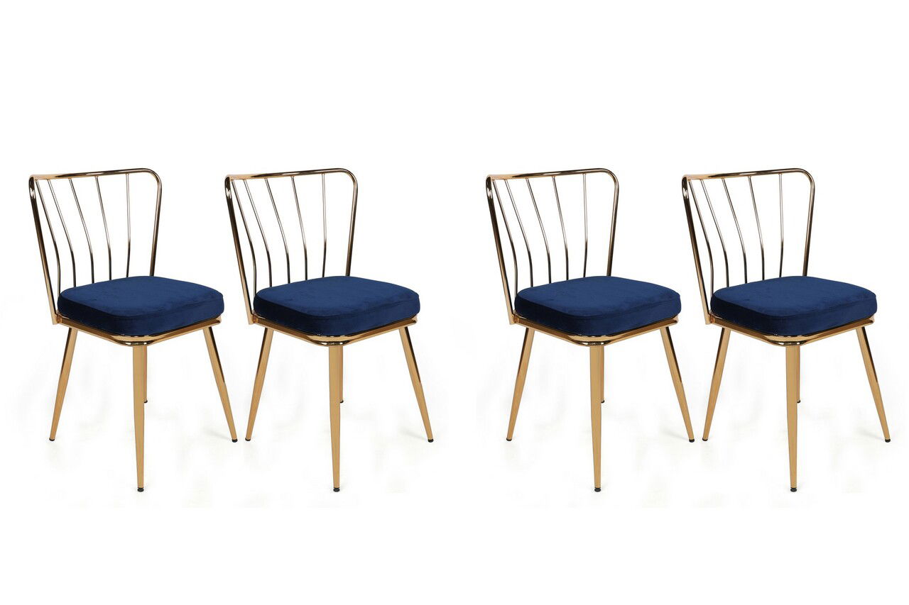 Set de scaune, Nmobb, Yıldız-924 V4, Metal, Albastru închis / Auriu /