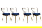 Set de scaune, Nmobb, Yıldız-924 V4, Metal, Albastru închis / Auriu /