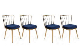 Set de scaune, Nmobb, Yıldız-924 V4, Metal, Albastru închis / Auriu /