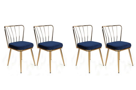 Set de scaune, Nmobb, Yıldız-924 V4, Metal, Albastru închis / Auriu /