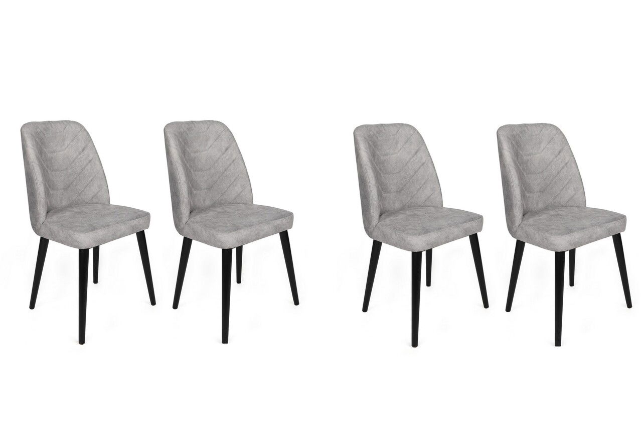 Set de scaune, Nmobb, Dallas-524 V4, Metal, Gri/Negru