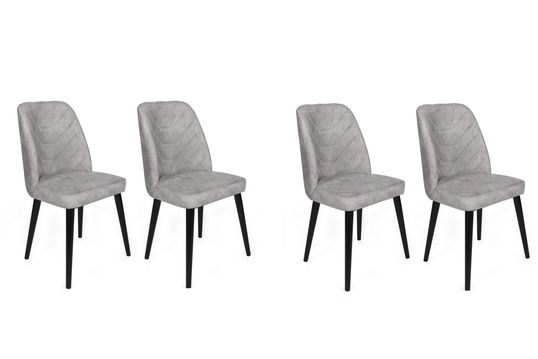 Set de scaune, Nmobb, Dallas-524 V4, Metal, Gri/Negru