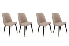 Set de scaune, Nmobb, Hugo-367 V4, Metal, Crem / Negru / Auriu