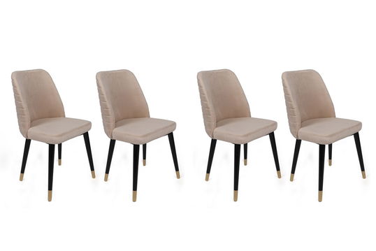 Set de scaune, Nmobb, Hugo-367 V4, Metal, Crem / Negru / Auriu