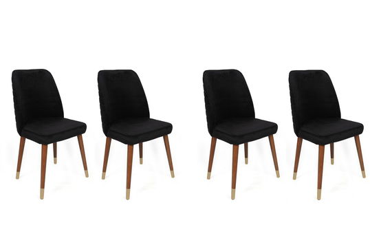 Set de scaune, Nmobb, Hugo-386 V4, Metal, Negru / Nuc / Auriu