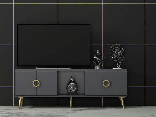 Comoda TV, Odessa, Cey, 120x30x45 cm, PAL, Antracit