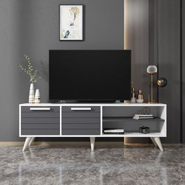 Comoda TV, Odessa, Noyan, 150x30x48 cm, PAL, Alb / Antracit