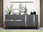 Consola, Olivia, Vania, 150x40x79 cm, PAL , Antracit / Argintiu