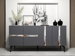 Consola, Olivia, Vania, 150x40x79 cm, PAL , Antracit / Argintiu