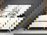 Consola, Olivia, Vania, 150x40x79 cm, PAL , Alb/Auriu