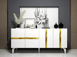 Consola, Olivia, Vania, 150x40x79 cm, PAL , Alb/Auriu
