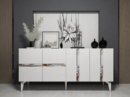 Consola, Olivia, Vania, 150x40x79 cm, PAL , Alb / Argintiu