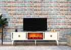 Comoda TV, Olivia, Doruk Fireplace, 150x44.6x29.6 cm, PAL , Alb/Auriu