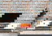 Comoda TV, Olivia, Doruk Fireplace, 150x44.6x29.6 cm, PAL , Alb/Auriu