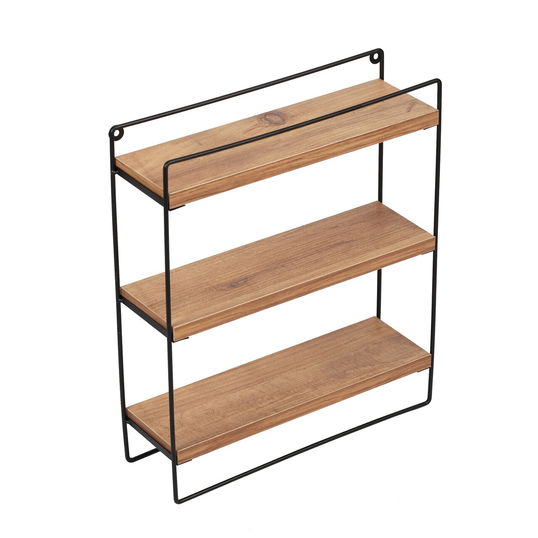 Raft de perete, Puqa Design, Eve, 37x46x12 cm, PAL, Stejar / Negru