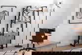 Corp biblioteca, Puqa Design, Milano, 64x160x32 cm, PAL, Pin Atlantic / Negru