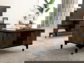 Masuta de cafea, Puqa Design, Gediz, 90x45x60 cm, PAL, Nuc / Negru