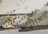 Birou, Puqa Design, Emro, 150x75.8x58.4 cm, PAL, Alb/Auriu