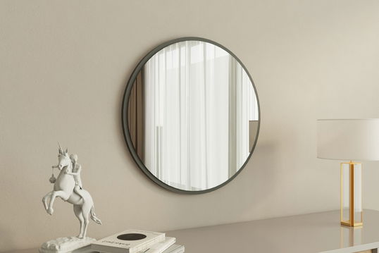 Oglinda decorativa, Siam, Ozze, 60x60x2.2 cm, MDF , Alb