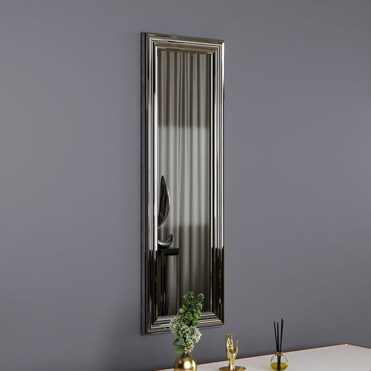 Oglinda decorativa, Siam, Boss, 30x90x3 cm, MDF , Argintiu