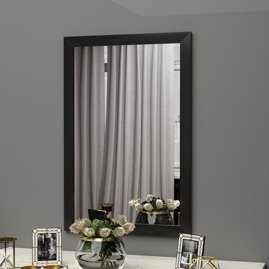 Oglinda decorativa, Siam, Lipa, 50x75x2 cm, MDF , Negru
