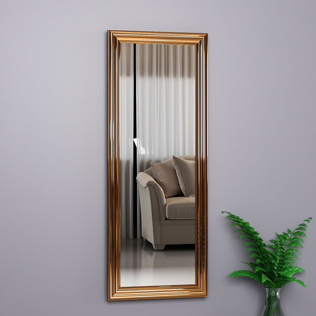 Oglinda decorativa, Siam, Smooth, 40x105x3 cm, MDF , Bronz