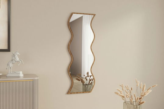 Oglinda decorativa, Siam, Safi, 40x120x2.2 cm, MDF , Alb/Maro