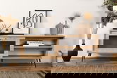 Comoda TV, Wolina, Wire 140, 138x55x41 cm, 100% PLANCĂ DE PARTICULAȚI VOLTATE, Stejar