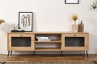 Comoda TV, Wolina, Wire 180, 180x55x41 cm, 100% PLANCĂ DE PARTICULAȚI VOLTATE, Stejar