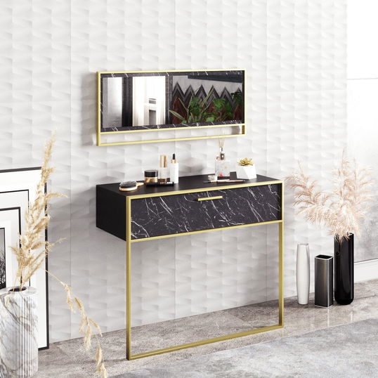 Bufet, Zena Home, Polka Aynalı, PAL, Aur/Negru
